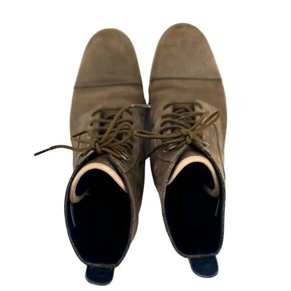 Cole Haan Lunargrand Lace Combat Cap Toe Boots Beige Suede Mens Size 10 M C12018